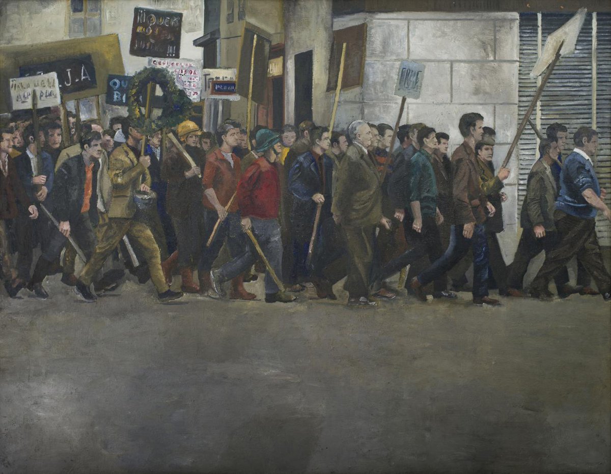 FeasLuis's tweet photo. No sé por qué se dice que Amalia Avia no era una pintora realista, o que era una pintora olvidada. Sin embargo, no se subraya su evidente conexión con Darío de Regoyos. Lo que más me ha sorprendido es su pintura social, como el homenaje a las huelgas mineras de los años sesenta. https://t.co/Y1KuE6zYam