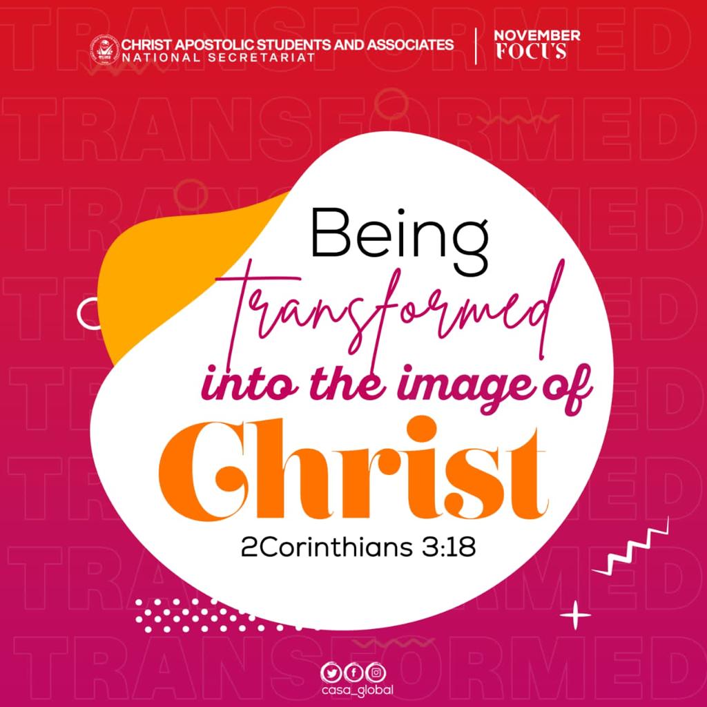 CASA_UPSA's tweet photo. #WithAVision #NovemberFocus
Being Transformed Into The Image Of Christ https://t.co/nIqeKfHDLx
