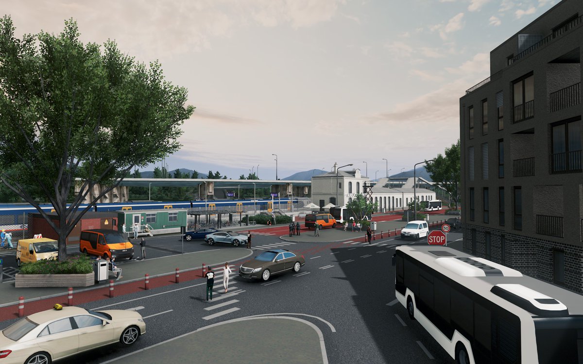 Station area in lower residential <a href="/ColossalOrder/">Colossal Order</a> #CitiesSkylines