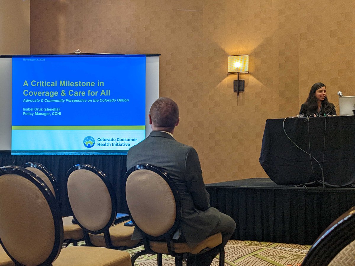 COHealthAccess's tweet photo. CCHI's @isabelarielcruz is presenting today at the @StateofReform on the roll out and implementation of the Colorado Option plans, after @MSMannatSingh discussed social determinants of health this morning
#cohealth #copolicy https://t.co/B3s8ZV3WS0
