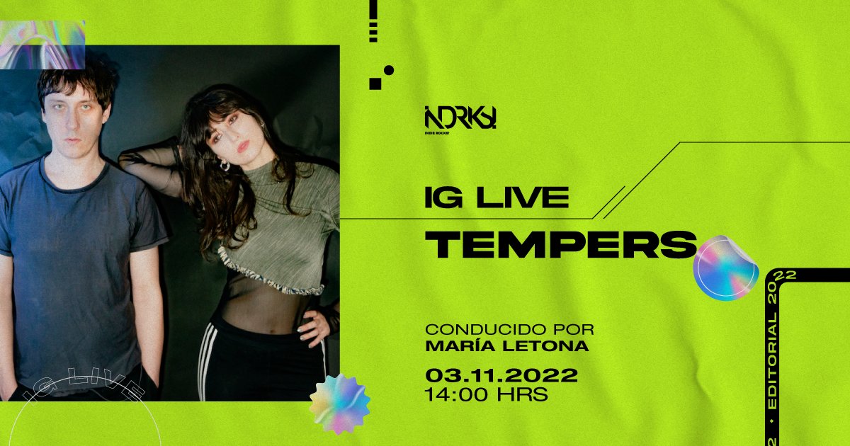 indierocks's tweet photo. Mañana, previo a su presentación en el @ForoIndierocks tendemos una videocharla con @tempersmusic. ¡No se pierdan el IG Live conducido por @Marialadelradio a las 14 H! https://t.co/OoNYMNociO 🤳 https://t.co/EPDt1SC37C