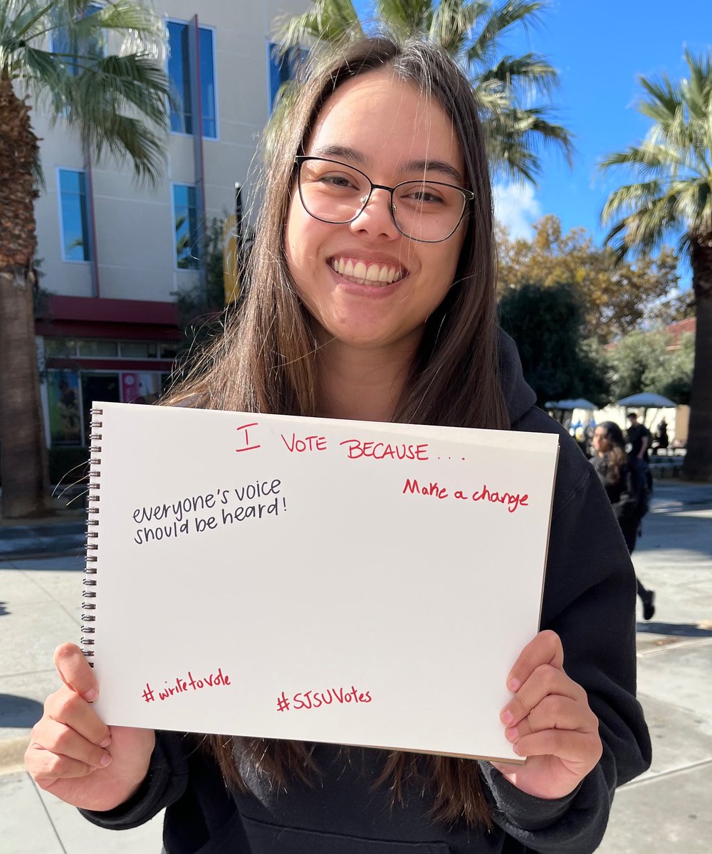 SJSUvotes's tweet image. Spartans are sharing why it’s important to vote. @sjsu #WriteToVote #sjsuvotes @sjsucoss