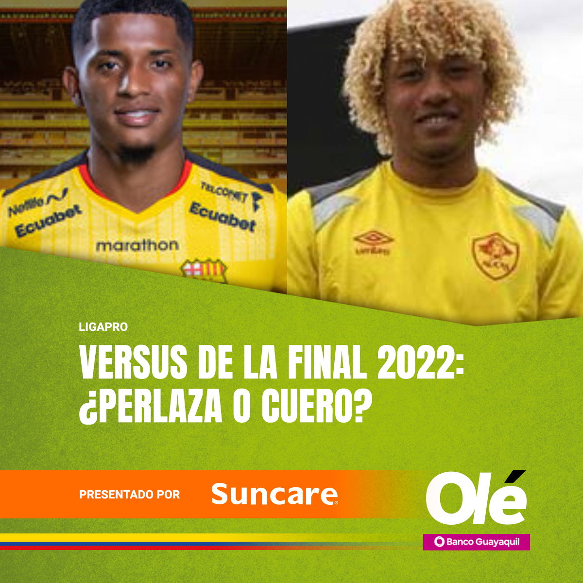 DiarioOleEc's tweet photo. A 4⃣ días de #BarcelonaSC vs #Aucas por la final de ida de la #LigaProBetcris
#ElVersus ⚽️¿Cuál es el mejor lateral izquierdo de los dos equipos finalistas?
1⃣ Jonathan Perlaza (Barcelona)
2⃣ Carlos Cuero (Aucas)
Presentado por @SuncareEc https://t.co/Mkud2VVBj4