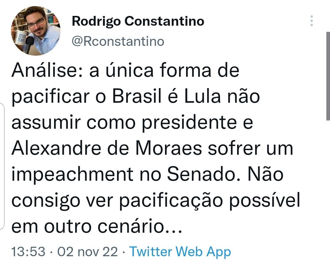 Estão LIVREMENTE pregando que o presidente eleito NÃO ASSUMA e que do Tribunal Superior Eleitoral seja derrubado.

O nome disso é GOLPE DE ESTADO!!

Consigo 500 comentários aqui marcando o <a href="/alexandre/">R.s</a>???