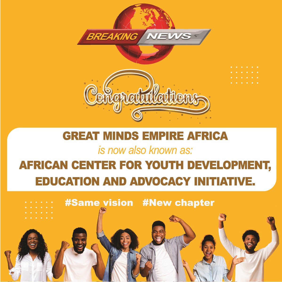 acydeai's tweet image. #samevision  #newchapter

In the pursuit of #excellence, #Youth development, and ensuring Africa produces visionary leaders, policymakers, and entrepreneurs, we constantly take on new challenges, a rebirth and re-invention to make this a reality.