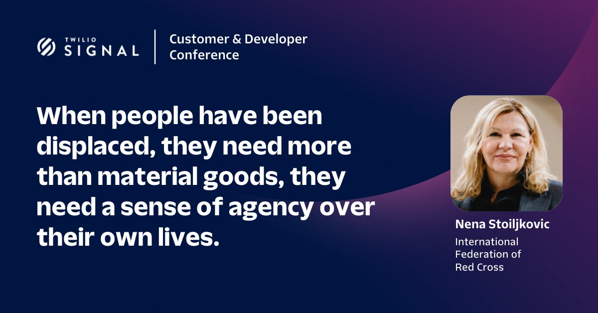 With 100 million people displaced globally, the <a href="/ifrc/">IFRC</a> not only delivers crucial humanitarian aid with the support of <a href="/Twilio/">twilio</a> but also restores a sense of dignity to those displaced. #SIGNALConf