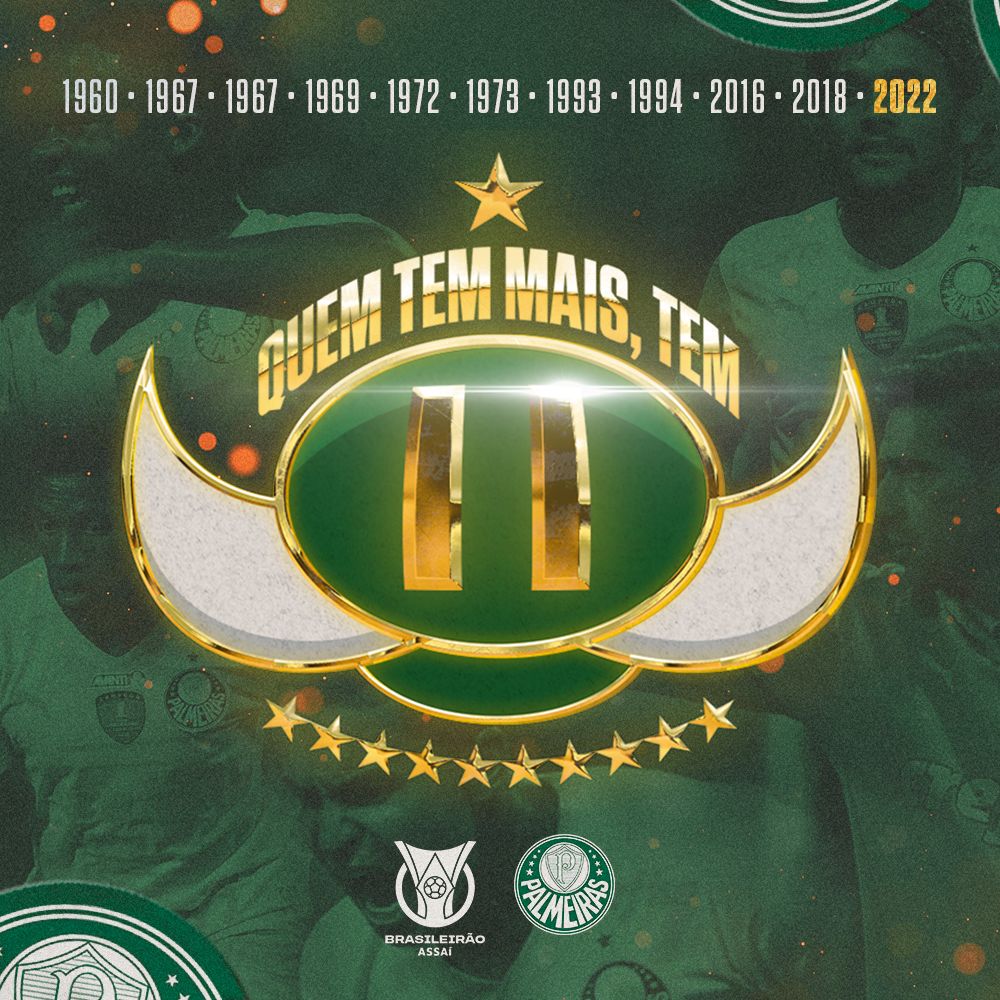 SE Palmeiras on X: ACABOU, O PAULISTA É NOSSO! 🏆 APÓS A AMÉRICA E O  BRASIL, PINTAMOS O ESTADO DE VERDE PELA 24ª VEZ! Se em 1942 nascemos  campeões, em 2022 seguimos! #