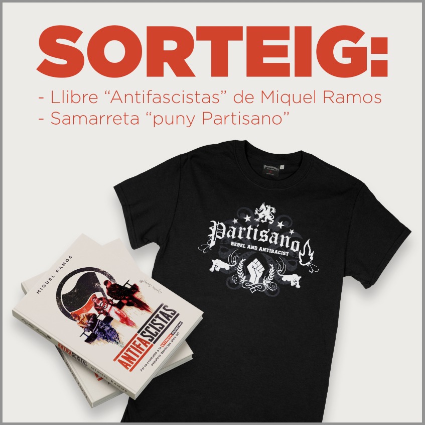 Partisano_cat's tweet image. SORTEIG ANTIFEIXISTA! ✊🏽🔥

Perquè estem orgulloses de ser antifeixistes, avui i sempre!

Sortegem 2 llibres ANTIFEIXISTES signats per l'autor Miquel Ramos i 2 samarretes Partisano.

La versió en valencià entre les participants d'Ig i la versió en castellà entre les de Twitter.