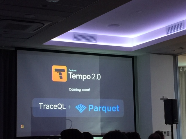 bcamerongain's tweet photo. @grafana's Joe Elliott on #Tempo #TraceQL' open format, meant to support a range of databases and data-analysis tools. A main feature in Tempo 2.0, he says. More info. to come shortly. @actually_chores https://t.co/E29nbQAoN2