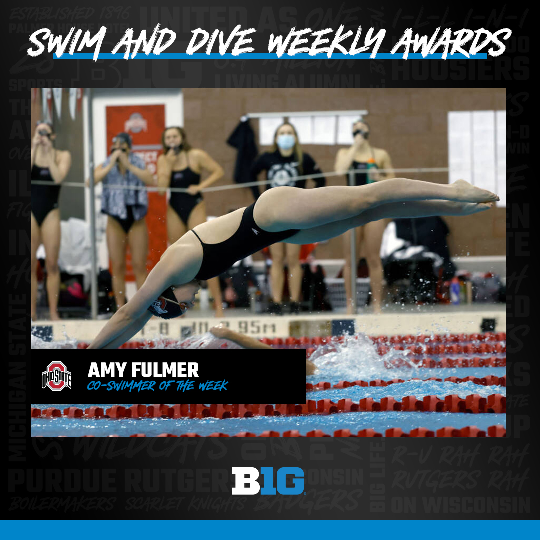 🏊‍♀️ WEEKLY AWARDS 🏊‍♀️ Amy Fulmer of @OhioStSwimDive is the Women's #B1GSD Co-Swimmer of the Week! ◻️Placed first in the 200 freestyle (1:47.55) 🔗 bit.ly/3UjUSpZ