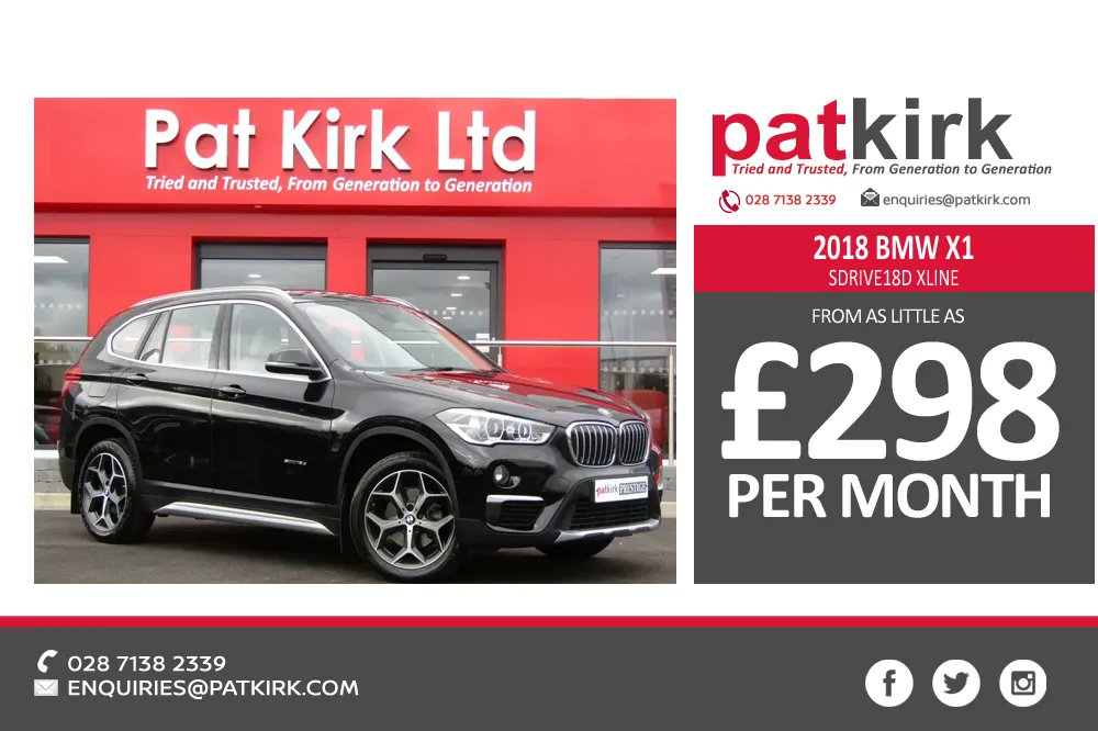 PatKirkLtd's tweet photo. 2018 BMW X1 SDrive 18D XLine  l £21,990 l Automatic l Diesel
Includes parking camera, sensors, navigation, electric tailgate, alloy wheels and more.

➡️View this car: https://t.co/b9INmWXd9H 

#UsedCarsNI #CarsForSaleNI https://t.co/VYxkzKPJ9d