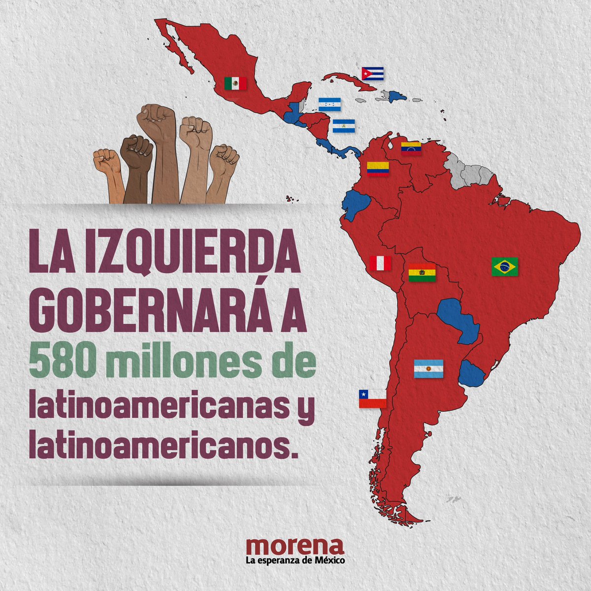 PartidoMorenaMx's tweet photo. ¡Qué viva la izquierda unida en América Latina! https://t.co/I2eurdyx9o