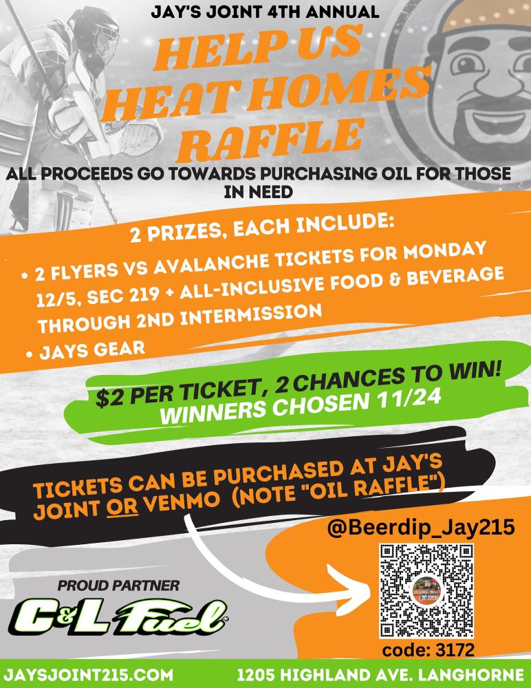 Hey <a href="/GrittyNHL/">Gritty</a>  can we get a share? 100% of raffle sales goes to helping heat homes in lower bucks county.  #jaysjoint215 #raffle #buckscounty #heathomes #oilheat