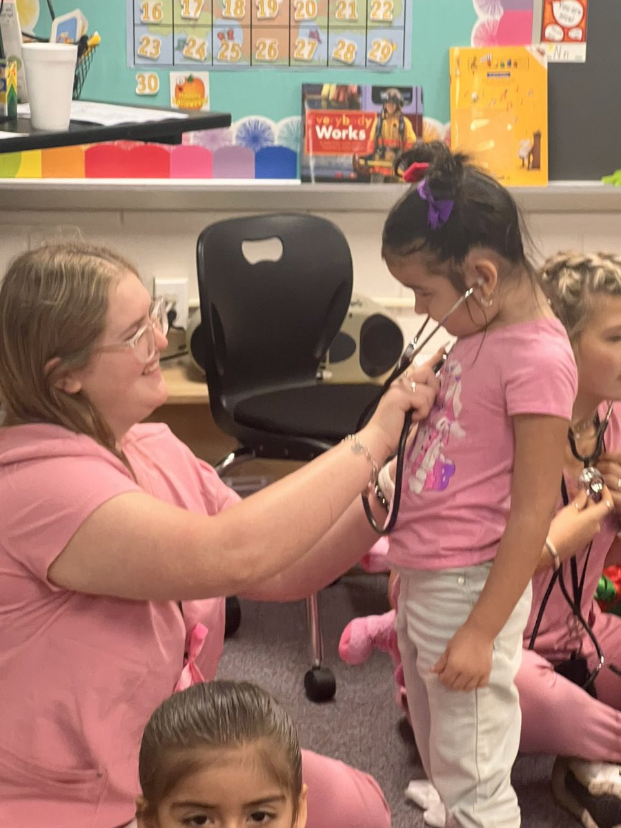 Our Practicum students showing Mrs. Bagwell’s Pre-K class what it’s like to work in healthcare. #forthefuture