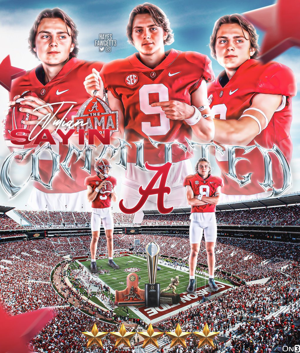 BarstoolAlabama's tweet image. QB Julian Sayin has Committed to Alabama! The No. 2 QB in the 2024 class! Roll Tide!