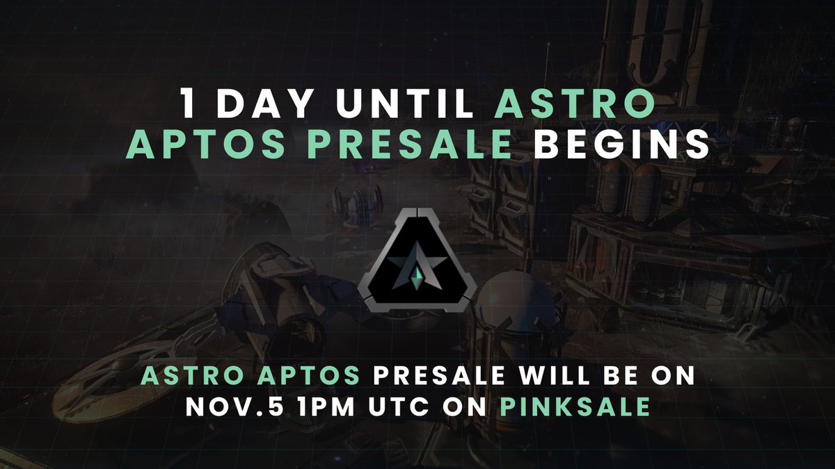 1 Day Left until the Astro Aptos #Presale begins on Pinksale!

Presale Start: Nov 5, 1:00PM UTC

Make sure to turn notifications on!

Access Presale Here:
pinksale.finance/private-sale/0…

Make sure to join the TG chat to get updates first 👇👇
t.me/astroaptosoffi…

#PinkSale #Aptos