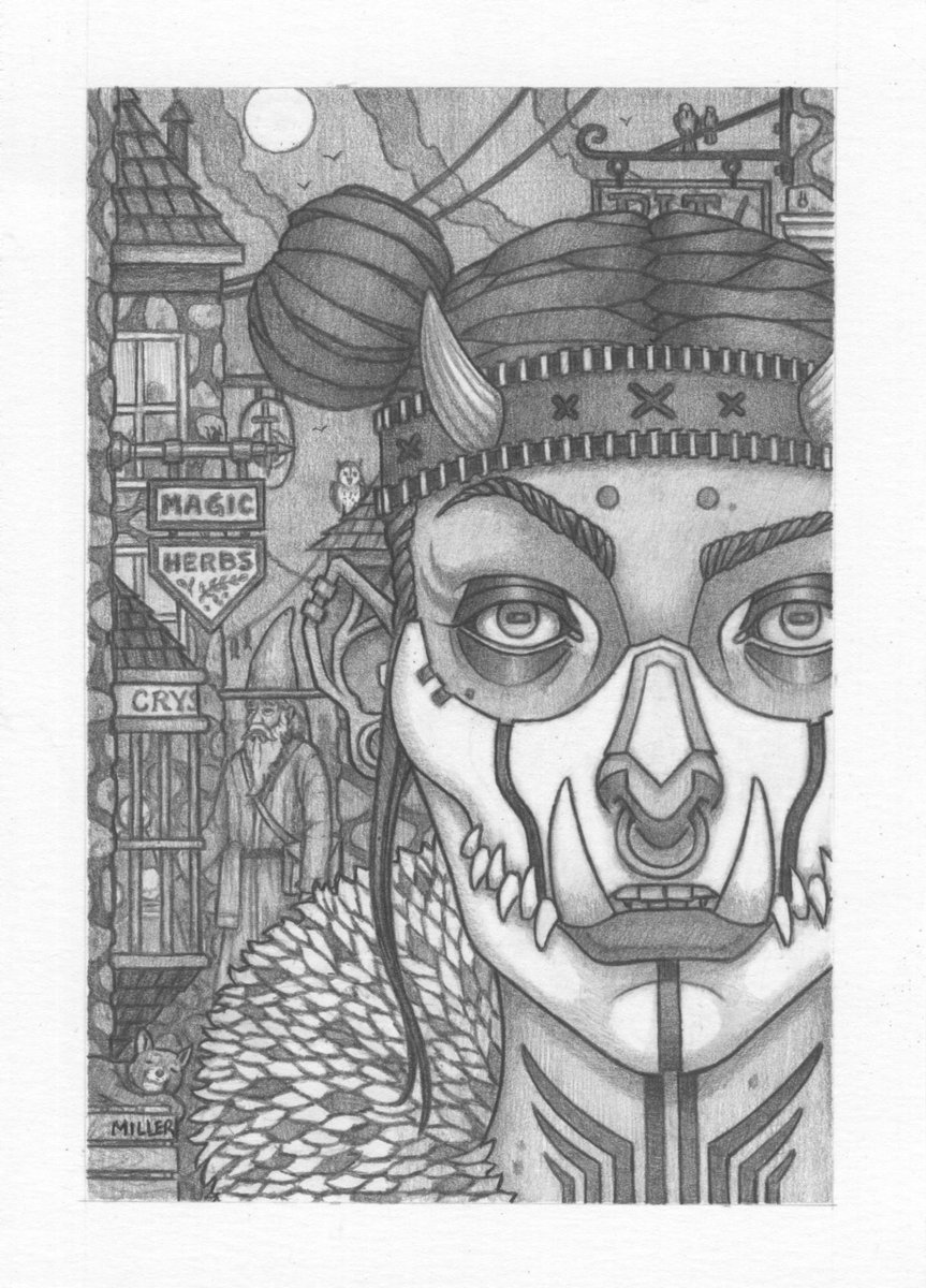 I want to mention I am in physical shows to. I am <a href="/CrucibleGallery/">Crucible Gallery</a> 1692 show with my piece "Witchy Ways on the left. Also, <a href="/Gristletattoo/">Gristle Tattoo+Art</a> with "Obscura" on the right. So thankful both galleries took a chance on me. Links will be in the comments.