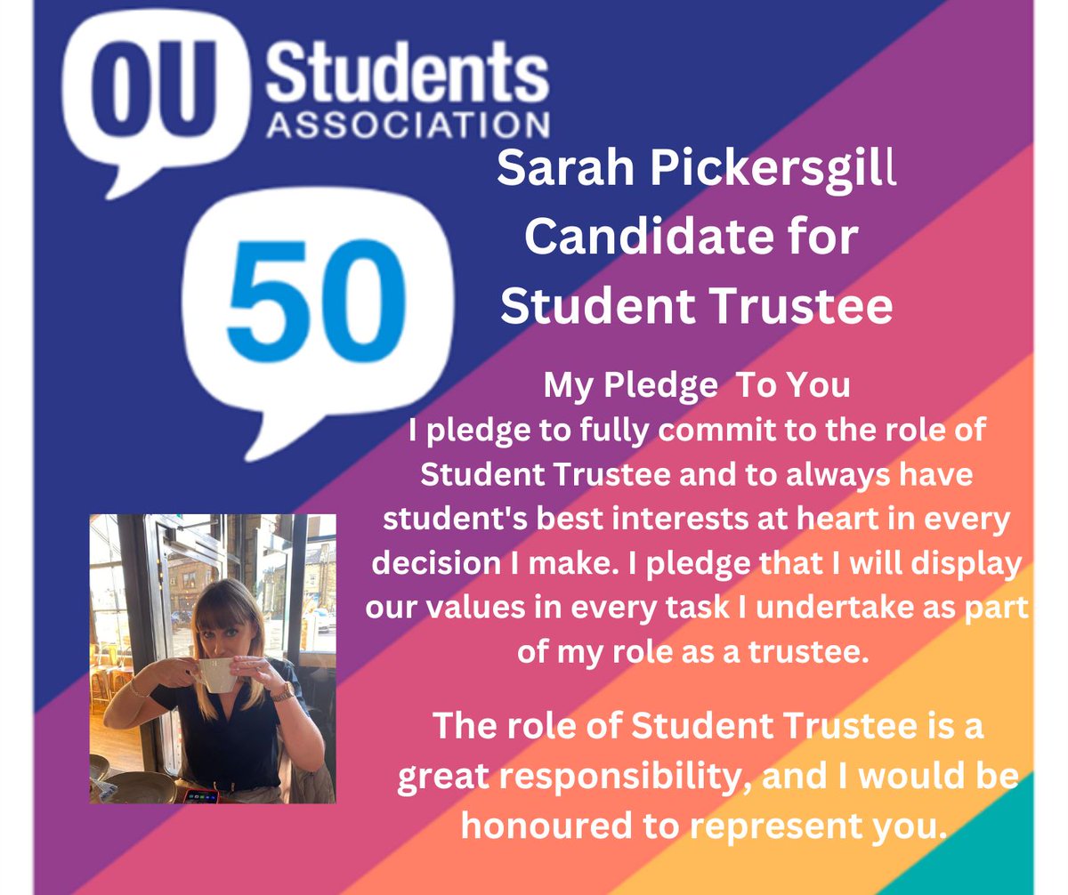 For this year's Autumn By-elections I have decided to campaign for the role of Student Trustee. I would be honoured to represent my fellow students. Even if you don't vote for me, please vote as every vote counts! Here's my pledge to you.
#voteOUstudents #everyvotecounts