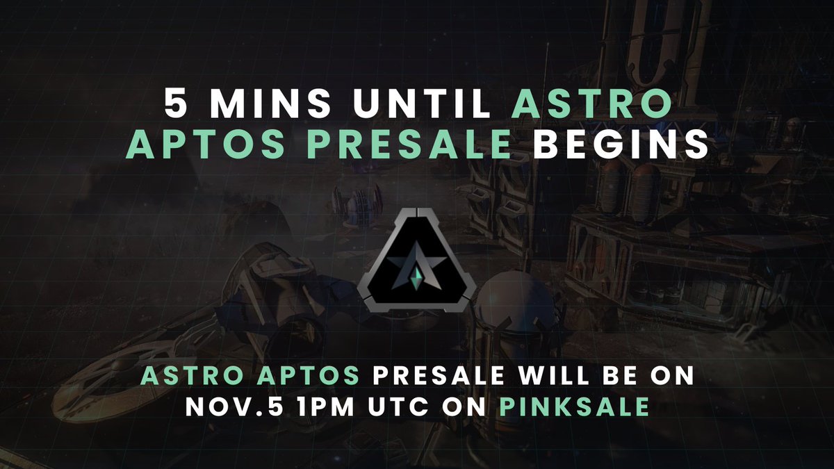 5 minutes left until the Astro Aptos #Presale begins on Pinksale!

Presale Start: Nov 5, 1:00PM UTC

Make sure to turn notifications on!

Access the Presale here:
pinksale.finance/private-sale/0…

Make sure to join the TG chat to get updates first 👇👇
t.me/astroaptosoffi…

#PinkSale