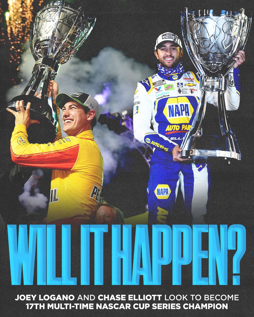 16 drivers have won the <a href="/NASCAR/">NASCAR</a> Cup Series championship multiple times.

Will @JoeyLogano or @ChaseElliott make it 17?