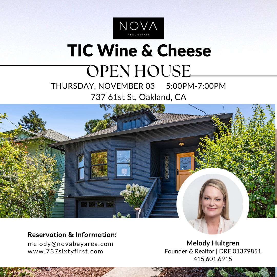 melodyhultgren's tweet photo. TIC Wine and Cheese Open House
Happening tomorrow! November 3rd, 5PM-7PM
Come and Join Us!
737 61st St Oakland, CA 94609
Melody Hultgren | Founder &amp; Realtor
Nova Real Estate
melody@novabayarea.com | DRE# 01379851
(415) 601-6915
https://t.co/kRXArld1ge
#californiahomes #realestate https://t.co/2o1QYPud0W