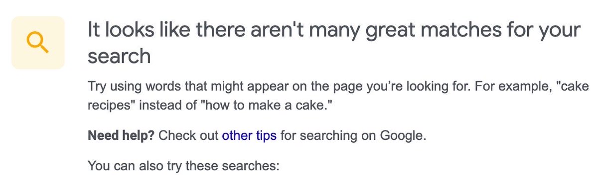 Whoa, google now says there aren’t great matches for my search. Hadn’t seen this before.