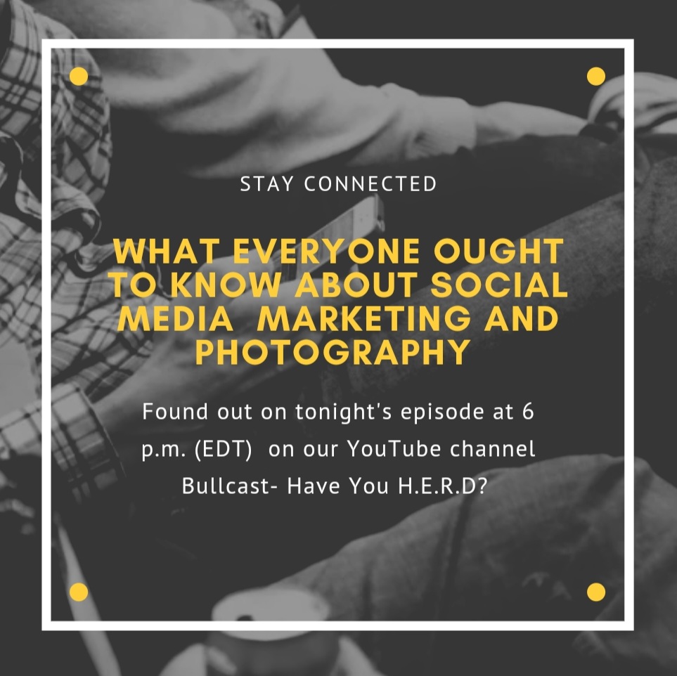 BullcastUSFSP's tweet photo. What Everyone Ought to Know about Social Media Marketing and Photography. 📷
Find out on tonight's episode at 6 p.m. (EDT) on our YouTube Channel 
Bullcast - Have You H.E.R.D?
#usfsp #usf #usfspstudents #webcast #bullcast #usfspwebcast #usfspmedia #collegestudents #live #webcast https://t.co/svan8FohD1