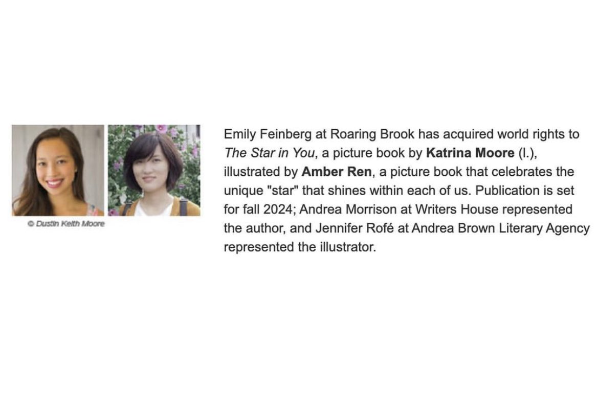 kmoorebooks's tweet photo. 🌟Hooray! 🌟I’m thrilled to announce our upcoming picture book, THE STAR IN YOU, written by me &amp; illustrated the incredibly talented @AmberRenArt 🎉 

It’s shining its way onto shelves Fall 2024!✨

Yay!!✨@EmilyFeinberg @AndreaAgency @jenrofe @EmiliaSowersby @MacKidsBooks 💕 https://t.co/6s4BFlLJdL