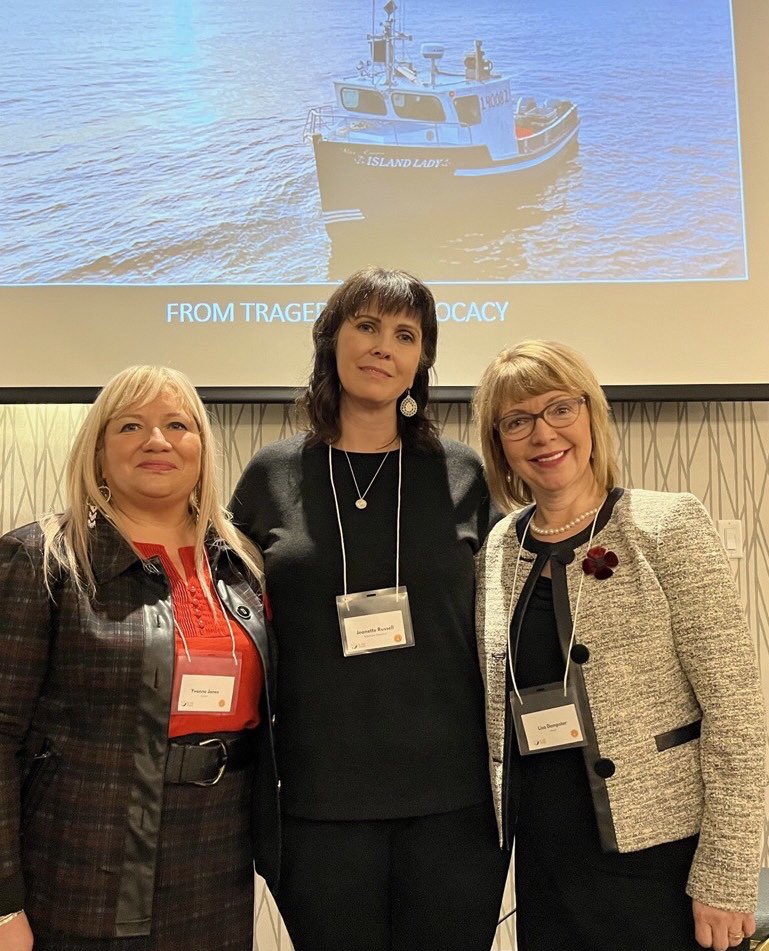 Jeanette Russell lost her son Mark and his friend Joey to the  Labrador Sea in Sept 2021 while they were out fishing - today she brought her story of tragedy, a failed SAR mission and the need for improved SAR in Labrador to the @NLFHSA <a href="/FFAW_Unifor/">FFAW-Unifor</a> in a powerful speech
