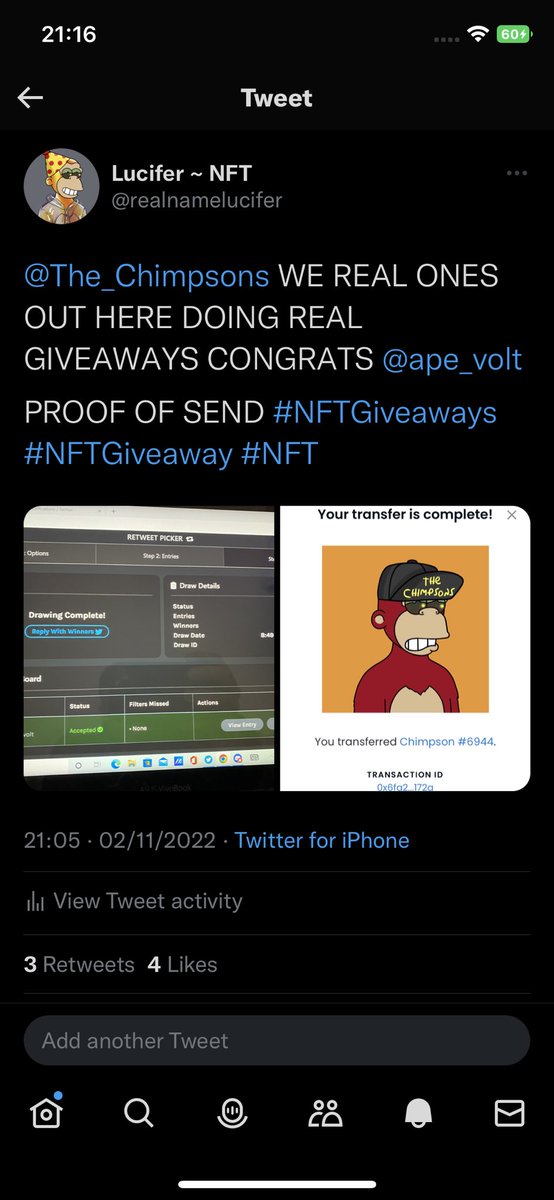 LuciferCrypt's tweet photo. We are REAL ones out here doing REAL giveaways 💯 @Nickalbs1 #Exposethefake https://t.co/9rz7oWN9CP