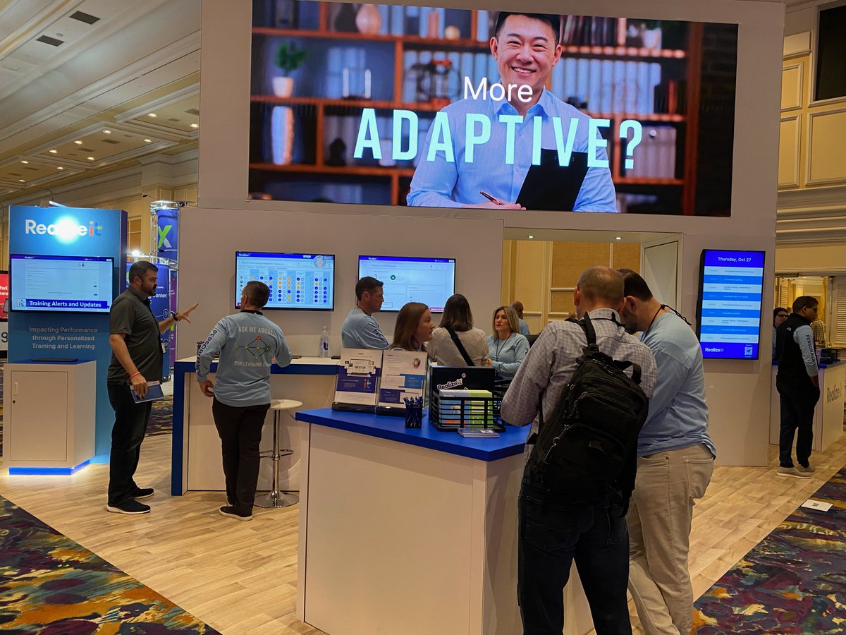 Thank you to everyone who stopped by our booth at #DevLearn! We enjoyed meeting you and learning what’s on the training horizon for your organization.  Please visit the Realizeit website to learn more about our personalized, adaptive solutions realizeitlearning.com/workforce/solu…

#devlearn
