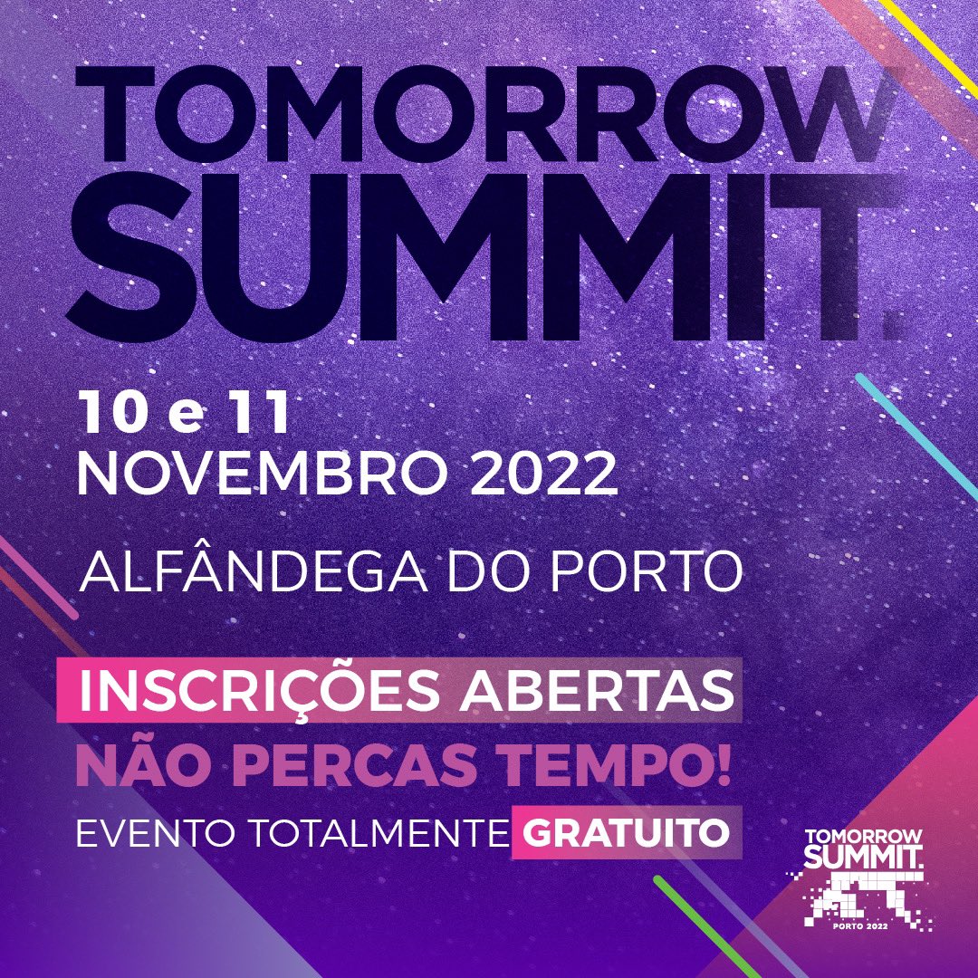 FAP1989's tweet photo. ⚠️ As inscrições para a #TomorrowSummit estão abertas!
Embora seja um evento totalmente gratuito, a tua participação carece de uma confirmação. Acede aos bilhetes aqui 👉 https://t.co/ctKvCKjVOp. https://t.co/N4yPwJTrW3