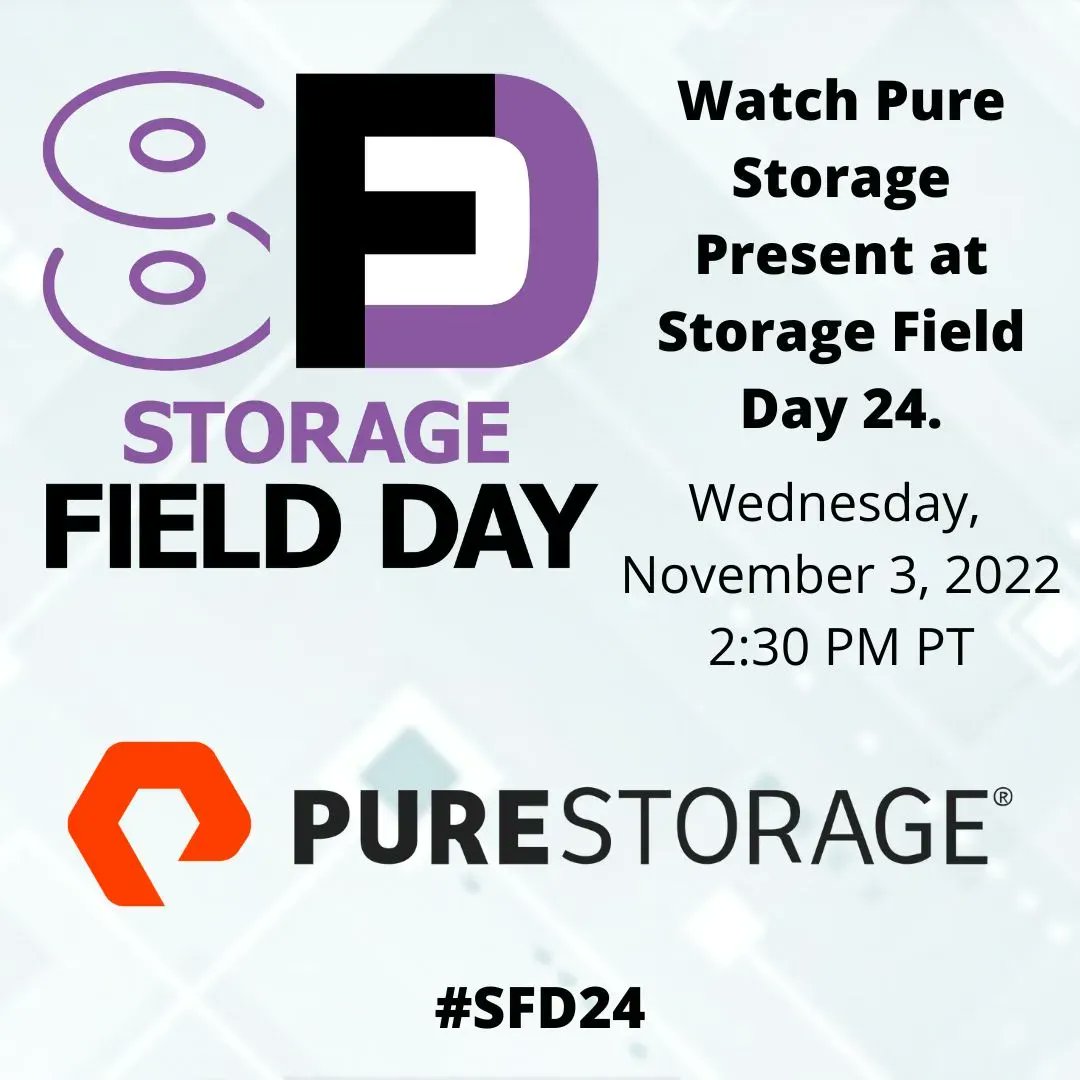 TechFieldDay's tweet photo. Live now, it's @PureStorage presenting at Storage Field Day 24! #SFD24 #Pure1 

https://t.co/As3BC812YR https://t.co/3KCX5QP1ZA