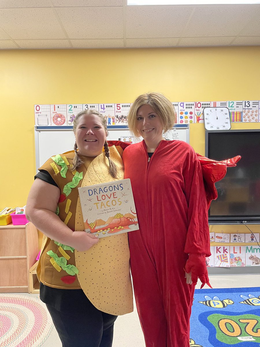 MrsInglesPreK's tweet photo. Thankful for teammates who dress up with me and great vision to read the fine print #IYKYK 🐉🌮🔥 https://t.co/gdU5furCSC