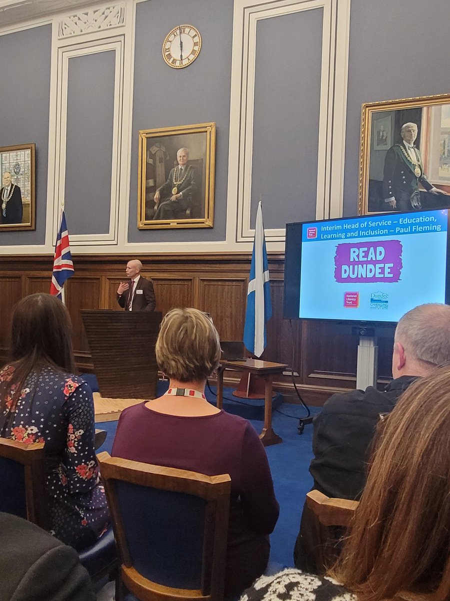 DccTeam's tweet photo. At the launch of the @Literacy_Trust Hub #ReadDundee tonight, a fantastic 10 year collaboration to improve literacy across the city. Exciting to hear about future plans and looking forward to visiting the new libraries in our three flagship schools. https://t.co/awesZ1UCAq
