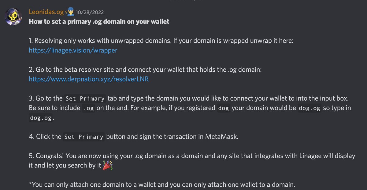 <a href="/0xDerpNation/">Derp | herpenstein.og</a> For anybody who wants to connect a <a href="/LinageeDomains/">Linagee Name Registrar</a> to their wallet to use the domain resolver functionality here are the instructions: