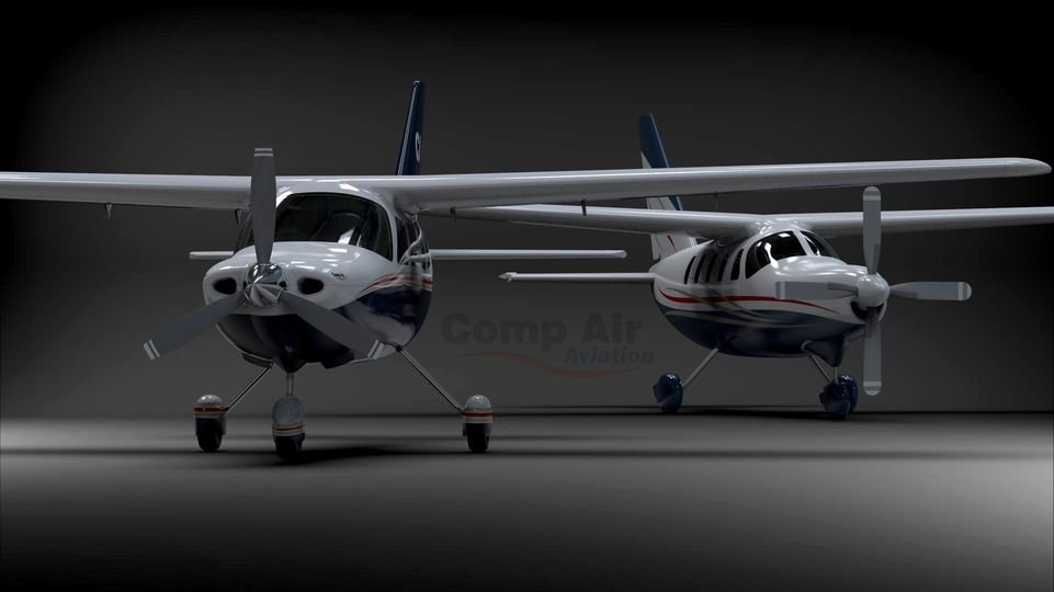 compairaviation's tweet photo. The new CompAir 6.2 shares some similarities with its bigger brother, the CompAir 9.  Both large composite aircraft with ample room to stretch out inside.  The major difference, other than size, is the 300-350hp piston powerplant in the CA6.2, vs the 1000hp turbine in the CA9. https://t.co/uvZb3m8FOl