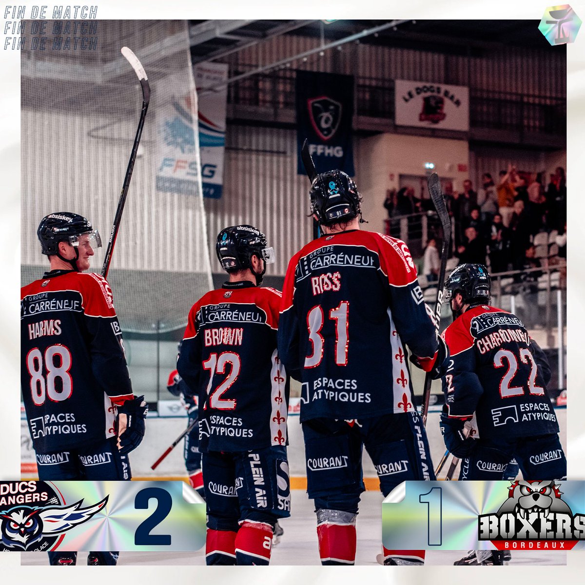 ⏱ | Fin de match

Les <a href="/DucsdAngers/">Les Ducs d'Angers</a> poursuivent l’aventure Coupe de France, prochaine étape les ¼ de finale !

Angers 2️⃣ - 1️⃣ Bordeaux

#GoDucsGo | #CDFHockey | #SportAngers | #LaDalleAngevine | #ContinuerLHistoire