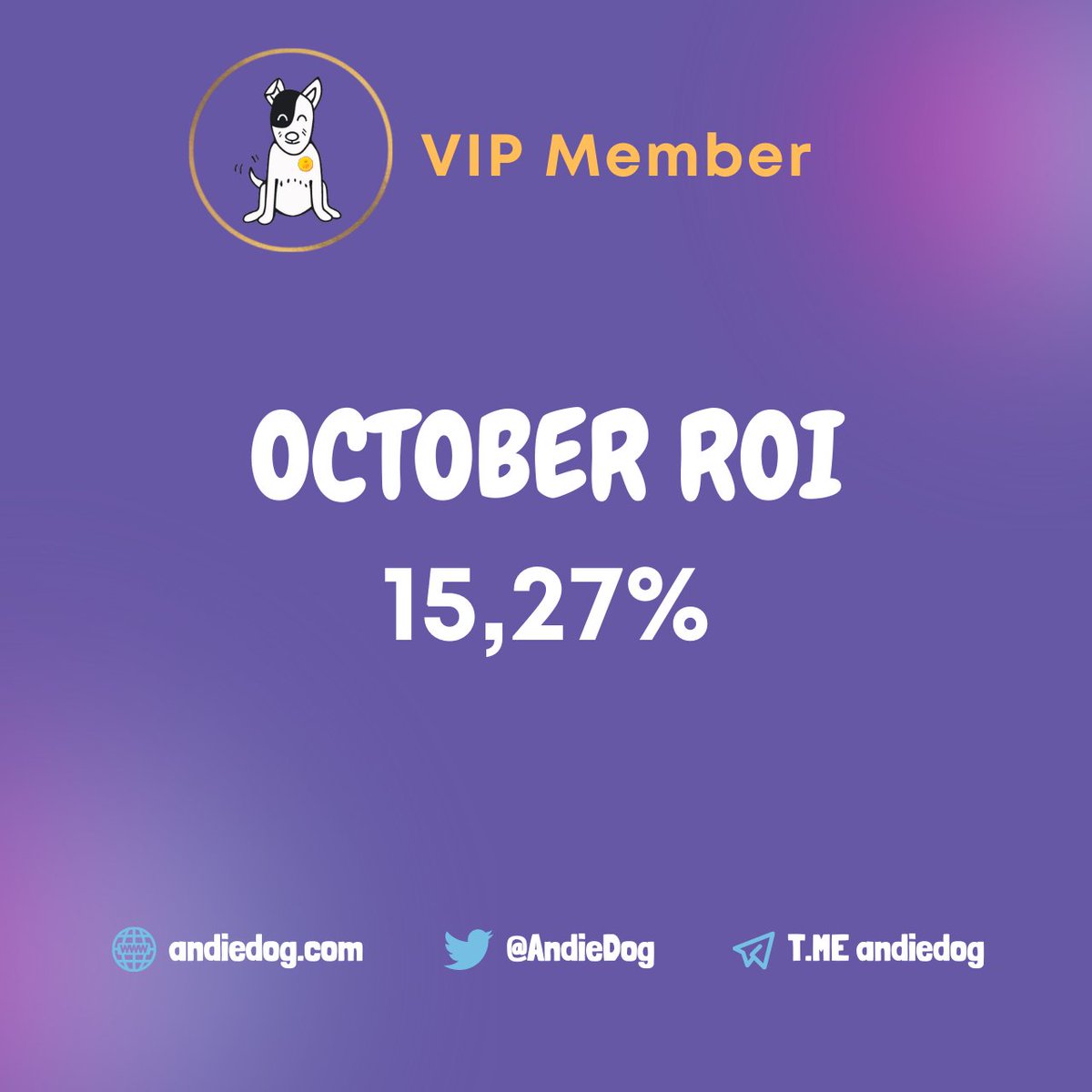 October #ROI was 15.27% 🚀

If you want to enjoy the advantages of being a VIP member you can register on our website, don't miss this opportunity!

✨ andiedog.com/vipmember ✨

#cryptocurrency #crypto #andiedog #VIP #BTC #BNB #USDT #Bitcoin