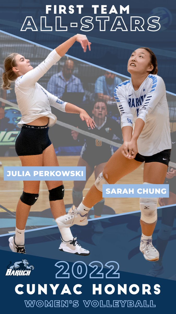 🏐 Congratulations to Julia Perkowski and Sarah Chung on being voted CUNYAC First Team All-Stars! #BaruchVolleyball @BaruchBearcatAD @BaruchCollege @BaruchSAAC @BaruchCampus