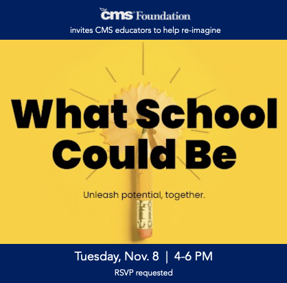 Are you ready to INNOVATE? We're gearing up to expand our support of school-based innovation🤩Kicking off with a very special session for <a href="/CharMeckSchools/">Charlotte-Mecklenburg Schools</a> educators with @dintersmith &amp; <a href="/SchoolCouldBe/">What School Could Be</a> next Tuesday, 11/8. 

Learn more + RSVP by THIS Friday: cms-foundation.org/programs/teach…