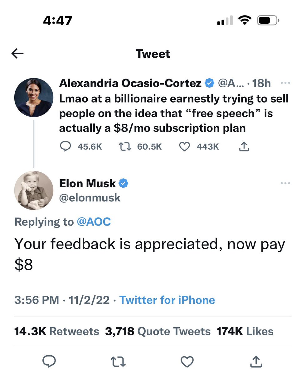 Elon Musk 1, AOC 0