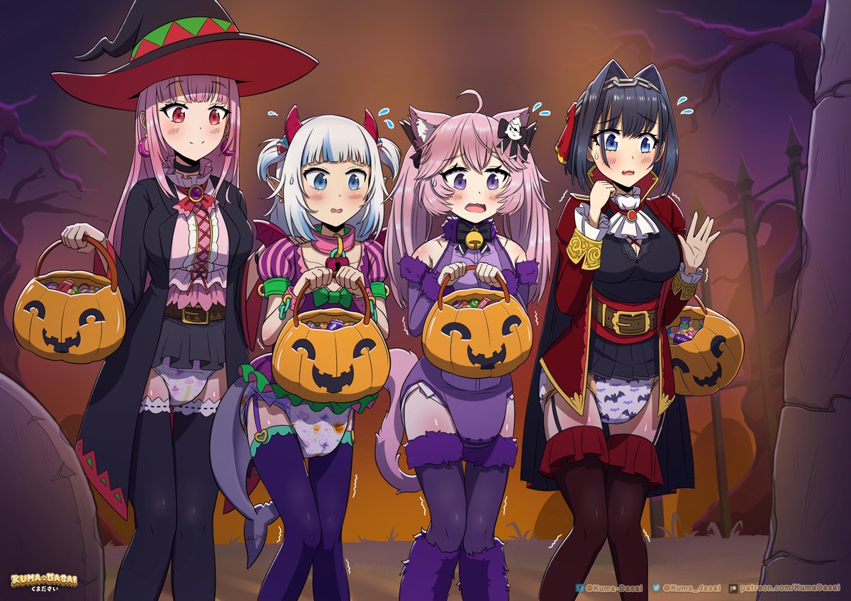 kuma_dasai's tweet photo. The girls might have had an accident after visiting the really enthusiastic neighbor for Trick or Treating. At least they'll get some extra candy and maybe changies.

You can see my stuff a month early and support me on Patreon https://t.co/e5hYz3GMP1 https://t.co/hjSwkp2I9T
