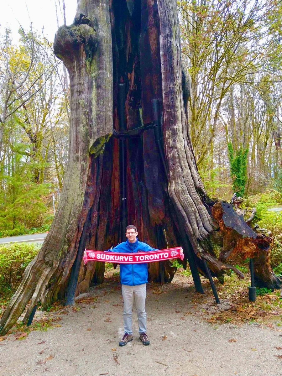 SuedkurveTO's tweet photo. From the #HollowTree to the #GoldenTree, @SuedkurveTO member Dr. @mobros1920 was repping #SKTonTour 🔴⚪️ in #Vancouver, #BritishColumbia 🇨🇦 

#MattyMo #MiaSanMia #FCBayern https://t.co/BjE6XsWAOf