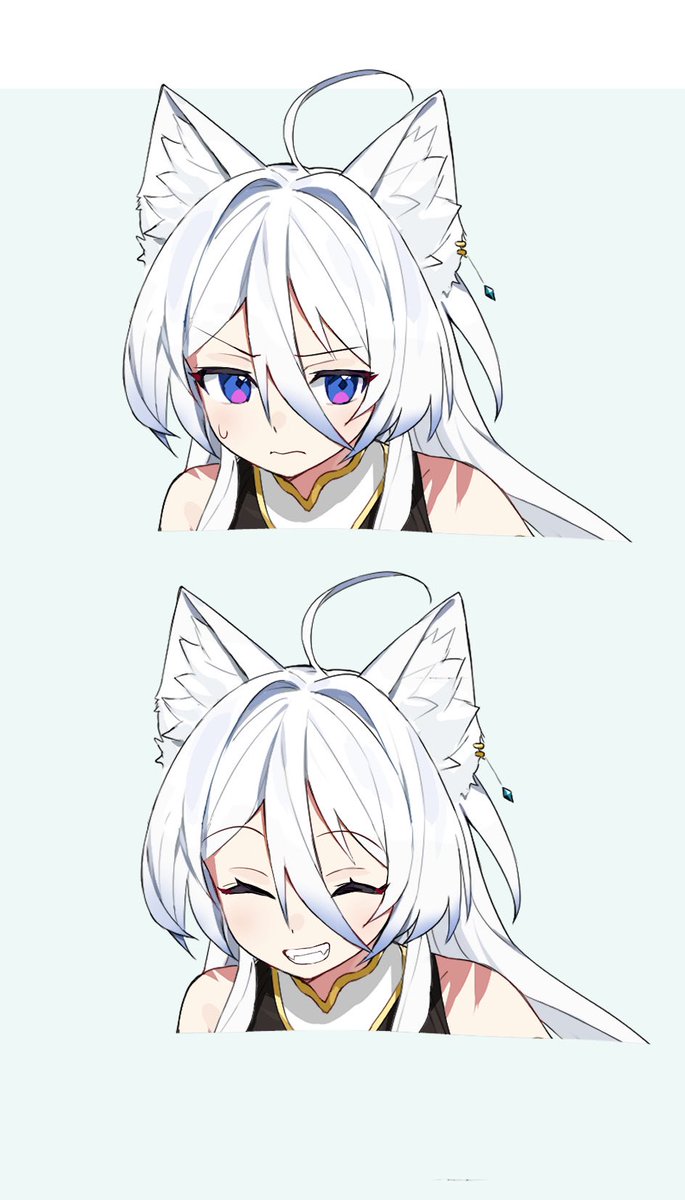 animal ears 1girl ahoge smile animal ear fluff closed eyes white hair  illustration images