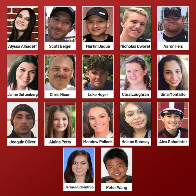 richmooreva's tweet photo. I have favor to ask.  Please never say the name of a school shooter ever again.  Always remeber the victims .  Today the Parkland trial ended.  Please make sure that you’re able to remember the names of the 17 innocent killed instead of the person who did it. https://t.co/xX7SjwzTfC