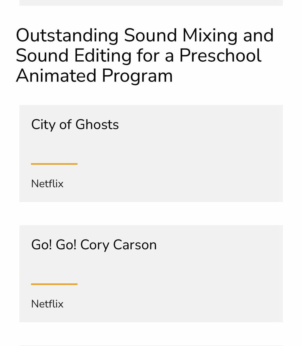 MadMixMax's tweet photo. Go! Go! Cory Carson been nominated for another Emmy! Big thanks to the team for making it such a pleasure to mix. 👏 

#soundediting #soundmixing #emmys2022 https://t.co/ddK42KnT9M