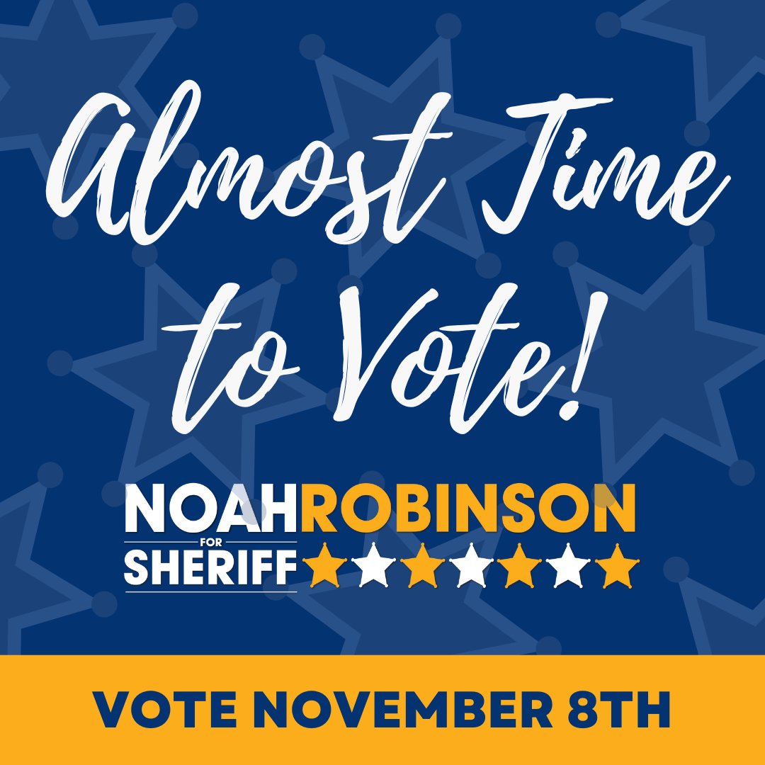 NoahForSheriff's tweet photo. It's almost time to head to the polls and choose the people who will represent our community---including our next Sheriff. I hope I'm your choice to lead the Vanderburgh County Sheriff's Office forward. Find your closest polling place today at https://t.co/b5b6Bap0W5 https://t.co/WNTkA7vkBZ