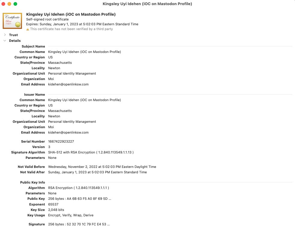 kidehen's tweet photo. 3. Copy & pasted ni: scheme #URI to my designated #Mastodon profile page
4. Started a #TLS session using the #NetIDTLS extended handshake
5. #Identity verified, courtesy of lookups and comparisons across local and public data performed during handshake
#Identity #Authenticity https://t.co/9neKAm04O3