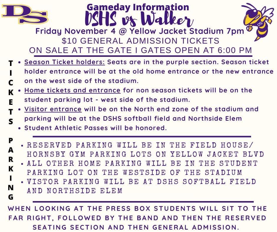 denhamspringsFB's tweet photo. Information about our first home game in the “new” YELLOW JACKET STADIUM! 

#W1NasONE https://t.co/B39rsnyUYg